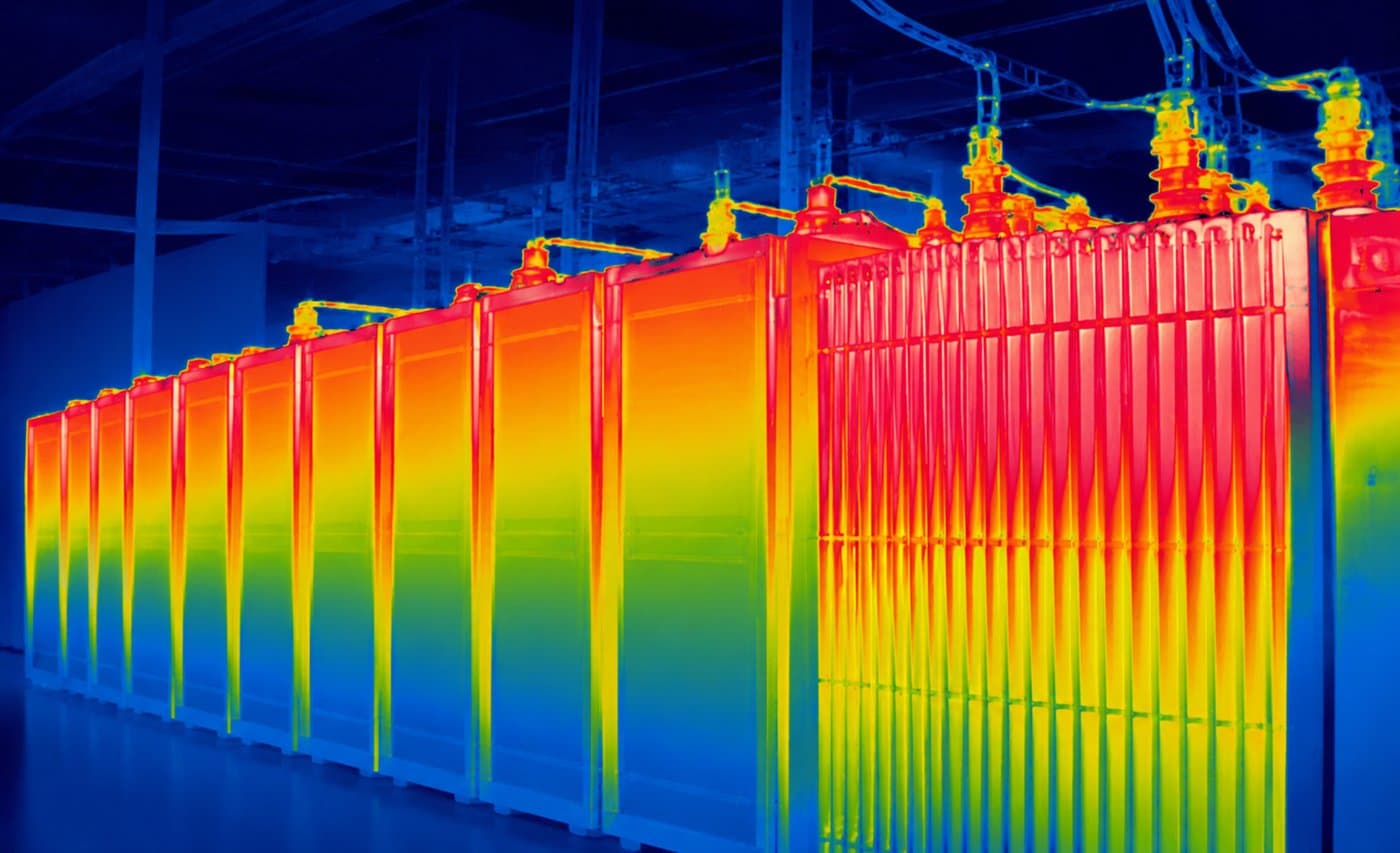 Thermal imaging of liquid-cooled GPU rack
